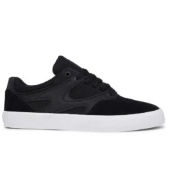 DC Shoes Kalis Vulc S Leather Skate Shoes, Black/Black/White -DC Store 31903 DEFAULT l