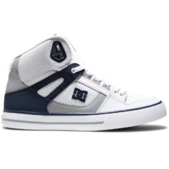 DC Shoes Pure High Top Skate Shoes, White/Navy-9 -DC Store 36655 DEFAULT l