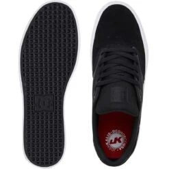 DC Shoes Kalis Vulc S Leather Skate Shoes, Black/Black/White -DC Store ADYS300576 XKKW 3