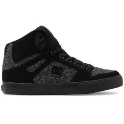 DC Shoes Pure High-Top Skate Shoes, Black/Black/Battleship